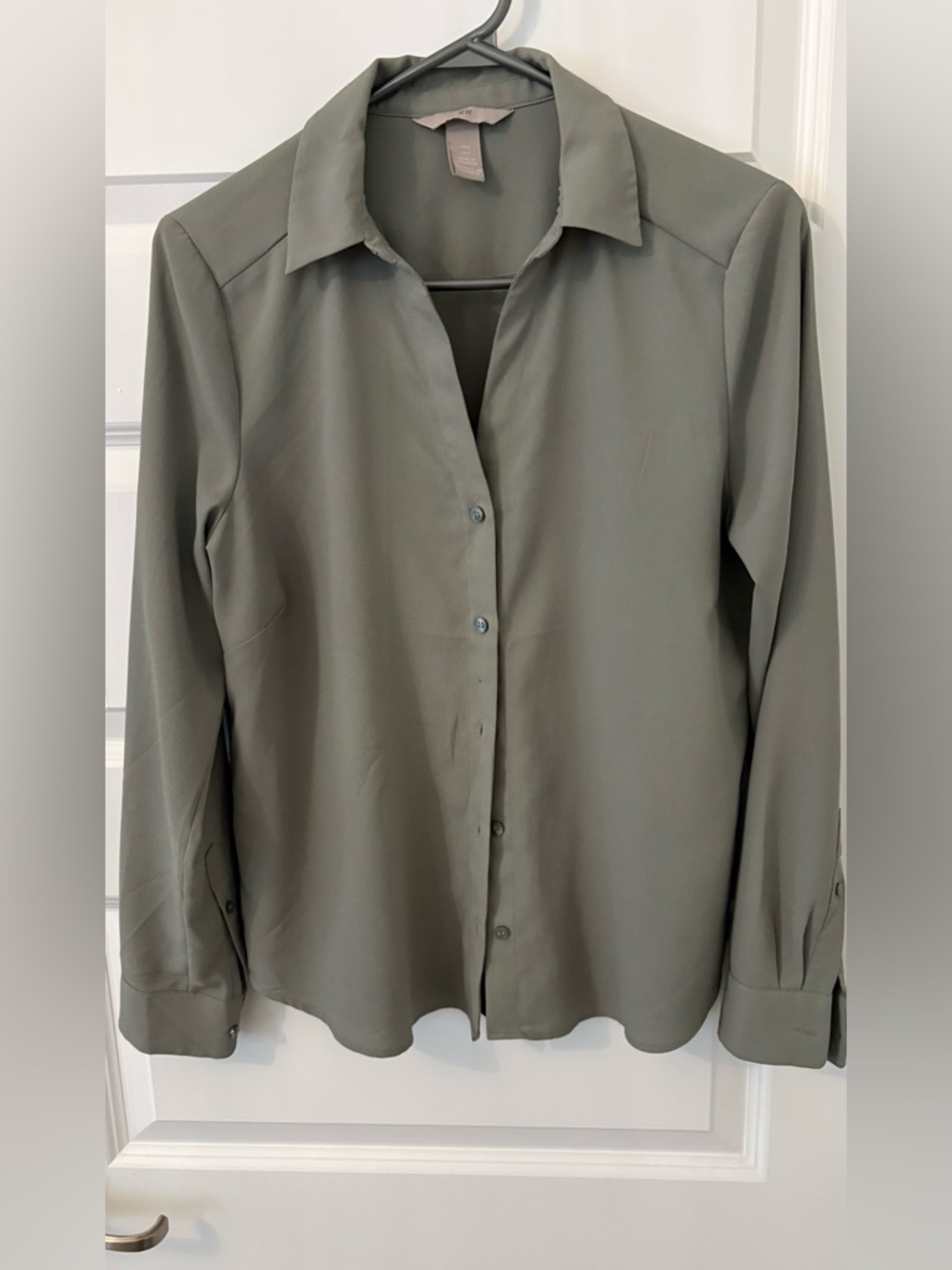 Olive Green Button-Up Blouse